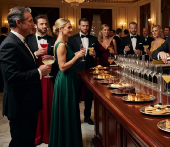 Ekskluzywny bar i gourmet catering podczas VIP wieczoru.